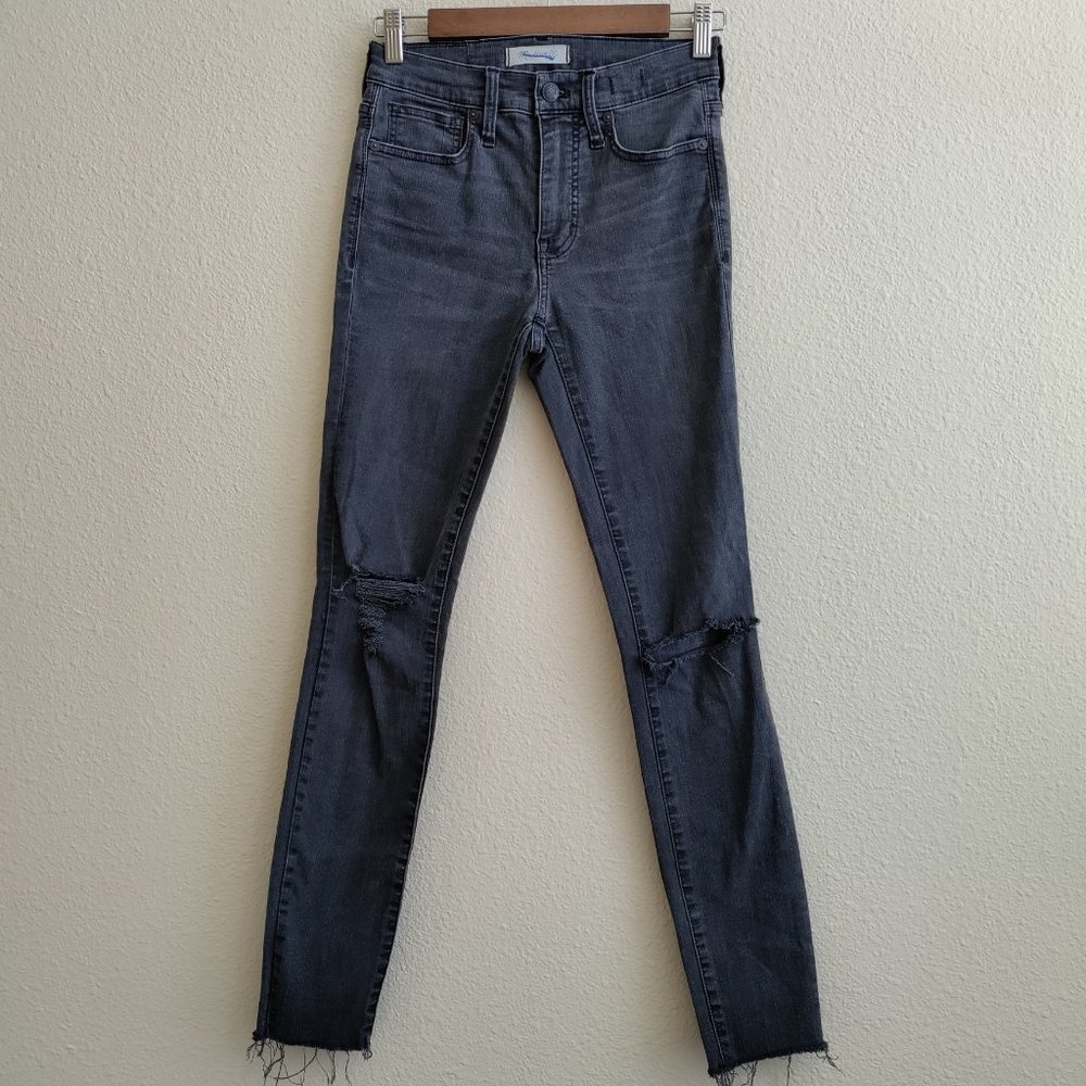 Madewell Distressed Ripped Knees 9" High Rise Skinny Jeans Size 25T